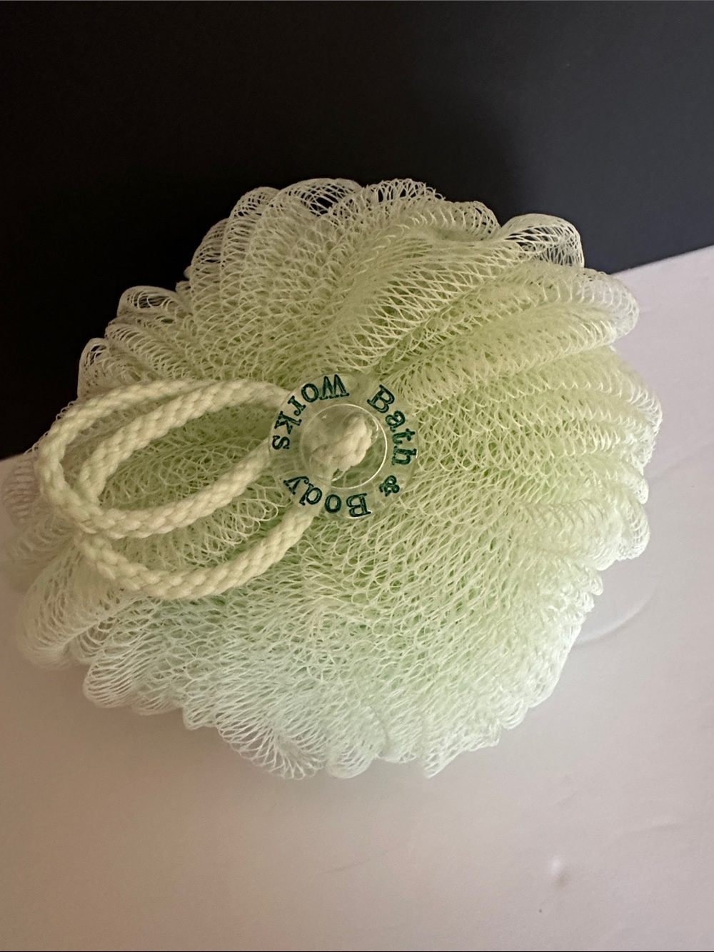 Bath & Body Works Light Green Mesh Bath Pouf with Logo